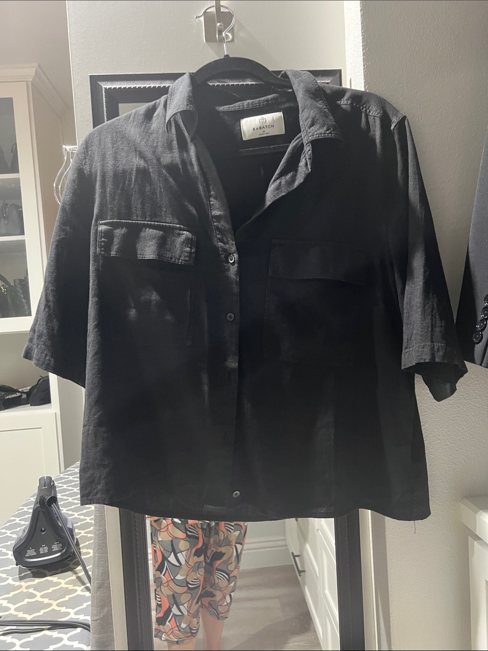 Babaton Black Button-Down Shirt, linen blend, excellent condition,M